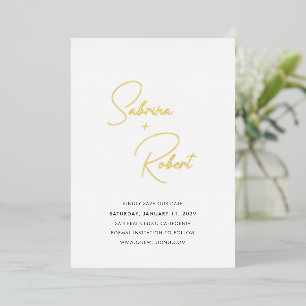 Invitación Con Relieve Metalizado Boda moderna limpia guardar la fecha