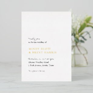 Invitación Con Relieve Metalizado Boda moderna minimalista en blanco y negro