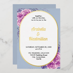 Invitación Con Relieve Metalizado Boda Moderna Neutral Floral Rústica Elegante
