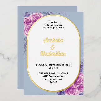 Invitación Con Relieve Metalizado Boda Moderna Neutral Floral Rústica Elegante