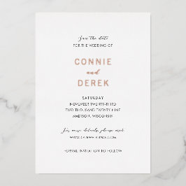 Invitación Con Relieve Metalizado Boda moderna sencilla guardar la fecha