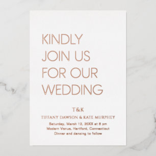 Invitación Con Relieve Metalizado Boda Moderna Tiffany Bold