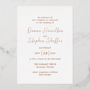 Invitación Con Relieve Metalizado Boda Moderna y Limpia