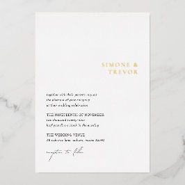 Invitación Con Relieve Metalizado Boda moderno blanco y negro limpio