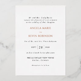Invitación Con Relieve Metalizado Boda moderno blanco y negro limpio