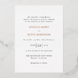 Invitación Con Relieve Metalizado Boda moderno blanco y negro limpio