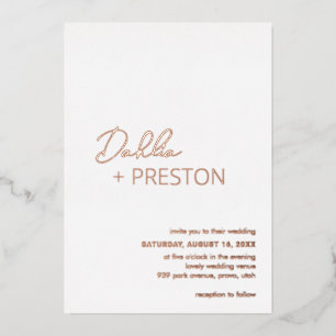 Invitación Con Relieve Metalizado Boda moderno contemporáneo de Dahlia