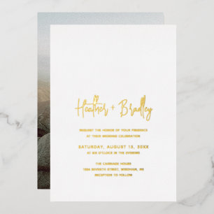 Invitación Con Relieve Metalizado Boda moderno de fotografía minimalista