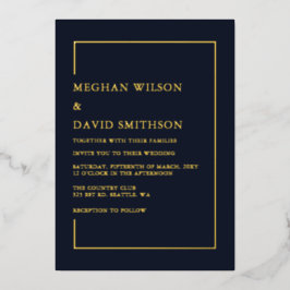 Invitación Con Relieve Metalizado Boda moderno de la marina Minimalista simple