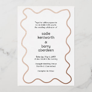 Invitación Con Relieve Metalizado Boda moderno del marco de accionamiento simple