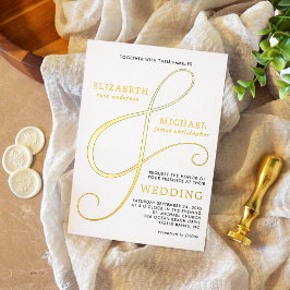 Invitación Con Relieve Metalizado Boda moderno elegante de Ampersand Gold
