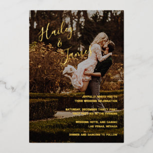 Invitación Con Relieve Metalizado Boda moderno elegante fotográfico