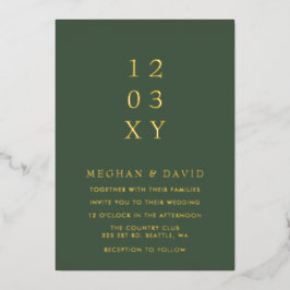 Invitación Con Relieve Metalizado Boda moderno elegante y verde