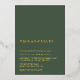 Invitación Con Relieve Metalizado Boda moderno elegante y verde