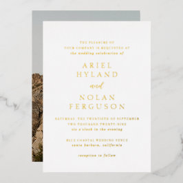 Invitación Con Relieve Metalizado Boda moderno fotográfico limpio