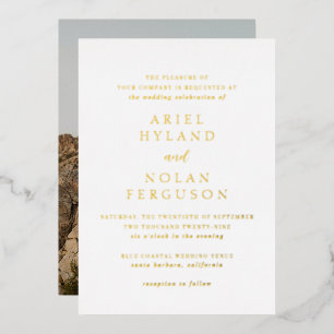 Invitación Con Relieve Metalizado Boda moderno fotográfico limpio