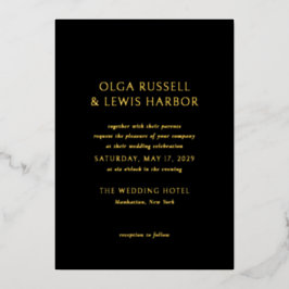 Invitación Con Relieve Metalizado Boda moderno negro simple