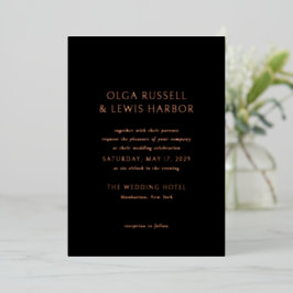 Invitación Con Relieve Metalizado Boda moderno negro simple