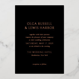 Invitación Con Relieve Metalizado Boda moderno negro simple