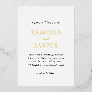 Invitación Con Relieve Metalizado Boda moderno simple negro y blanco negrita