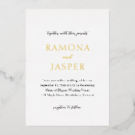 Invitación Con Relieve Metalizado Boda moderno simple negro y blanco negrita