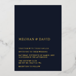 Invitación Con Relieve Metalizado Boda moderno simple y elegante de la Marina