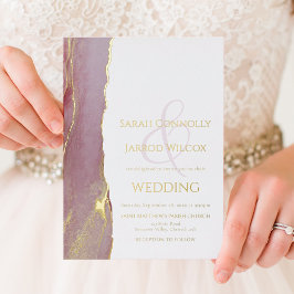 Invitación Con Relieve Metalizado Boda moderno Viva Magenta Gold