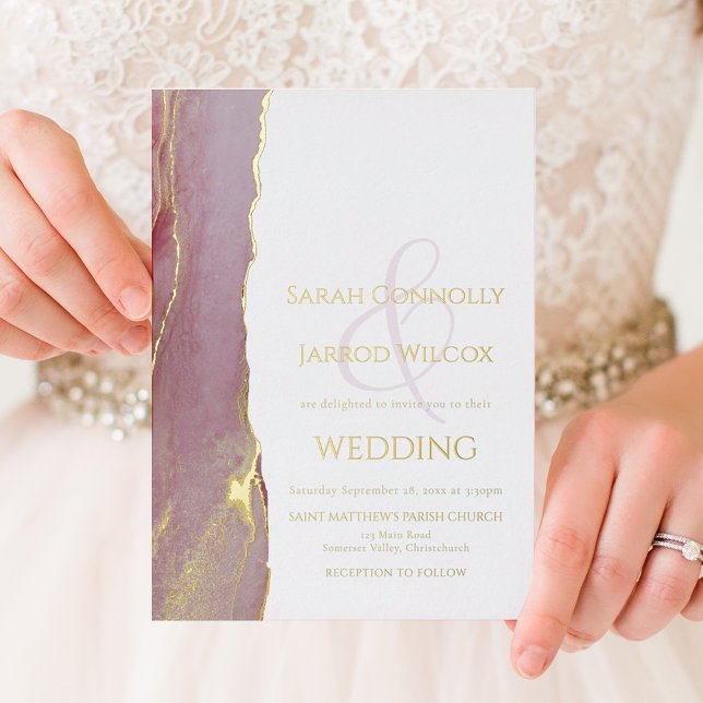 Invitación Con Relieve Metalizado Boda moderno Viva Magenta Gold (Subido por el creador)