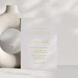 Invitación Con Relieve Metalizado Boda Monograma clásico minimalista Oro blanco<br><div class="desc">Invitación a la boda minimalista clásica de monograma blanco y Relieve metalizado dorado</div>