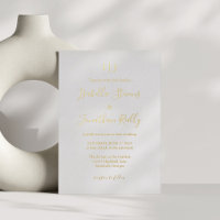 Boda Monograma clásico minimalista Oro blanco