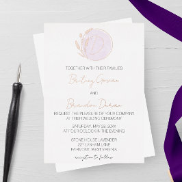 Invitación Con Relieve Metalizado Boda Monograma de Lavender