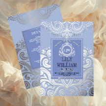 Boda Monograma Diamante Artdeco Elegante Azul