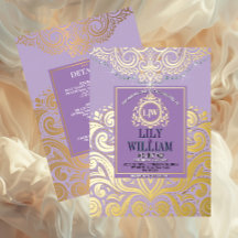 Boda Monograma Diamante Artdeco Elegante Lavanda
