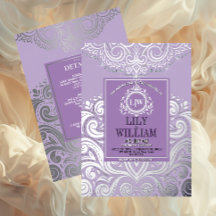 Boda Monograma Diamante Artdeco Elegante Lavanda