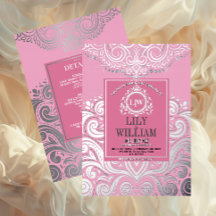 Boda Monograma Diamante Artdeco Elegante Rosa