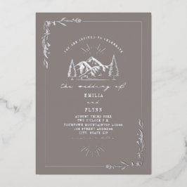 Invitación Con Relieve Metalizado Boda Montañas Amatista