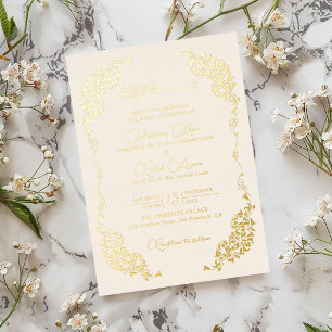 Invitación Con Relieve Metalizado Boda Musulmana Floral Botánico Artístico de Paisle