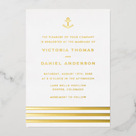 Invitación Con Relieve Metalizado Boda náutico de banda moderna de anclaje