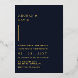 Invitación Con Relieve Metalizado Boda Naval Moderna Elegante Sencilla