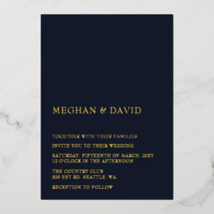 Invitación Con Relieve Metalizado Boda Naval Simple Elegante Moderna