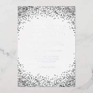 Invitación Con Relieve Metalizado Boda Negra Frontera Brillo Plateado