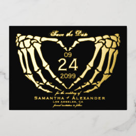 Invitación Con Relieve Metalizado Boda Negra Gótica Save the Date Hasta la Muerte