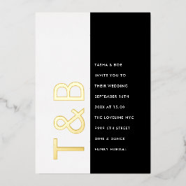 Invitación Con Relieve Metalizado Boda negro de oro blanco de lujo levantado Minimal