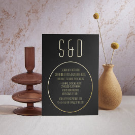 Invitación Con Relieve Metalizado Boda negro elegante y simple minimalista