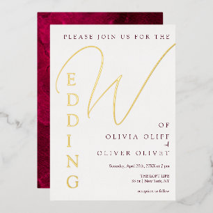 Invitación Con Relieve Metalizado Boda Pasión Borgoña