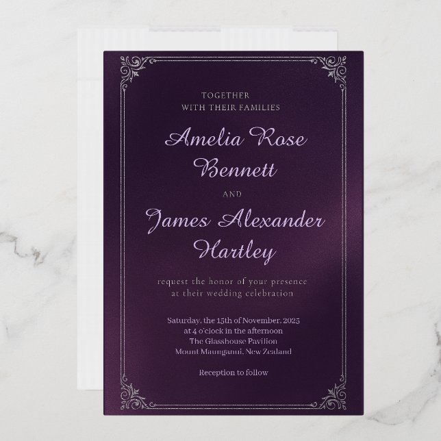 Invitación Con Relieve Metalizado Boda personalizado (Sobre)