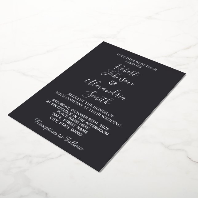 Invitación Con Relieve Metalizado Boda plateado (girado)