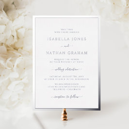Invitación Con Relieve Metalizado Boda plateado simple