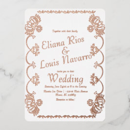 Invitación Con Relieve Metalizado Boda popular mexicano Papel Picado Presionado