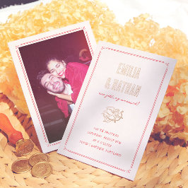 Invitación Con Relieve Metalizado Boda Quirky Retro Enamorada Cupido Dibujado a Mano